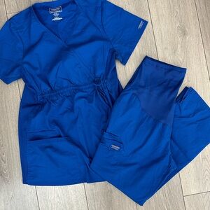 Cherokee Women's Blue Maternity Scrub Set petite pant